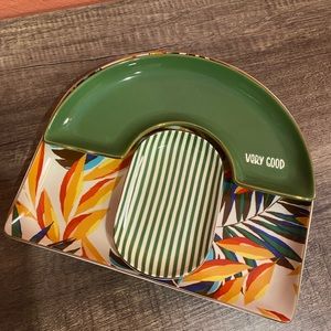 NEW IN BOX Tabitha Brown Nesting Trays ceramic gold tropical trinket set storage